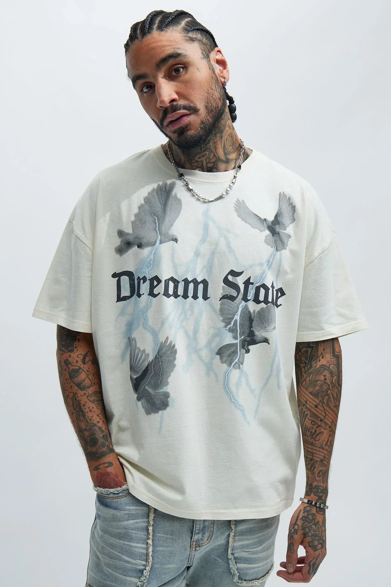 Dream State Oversize Short Sleeve Tee - White