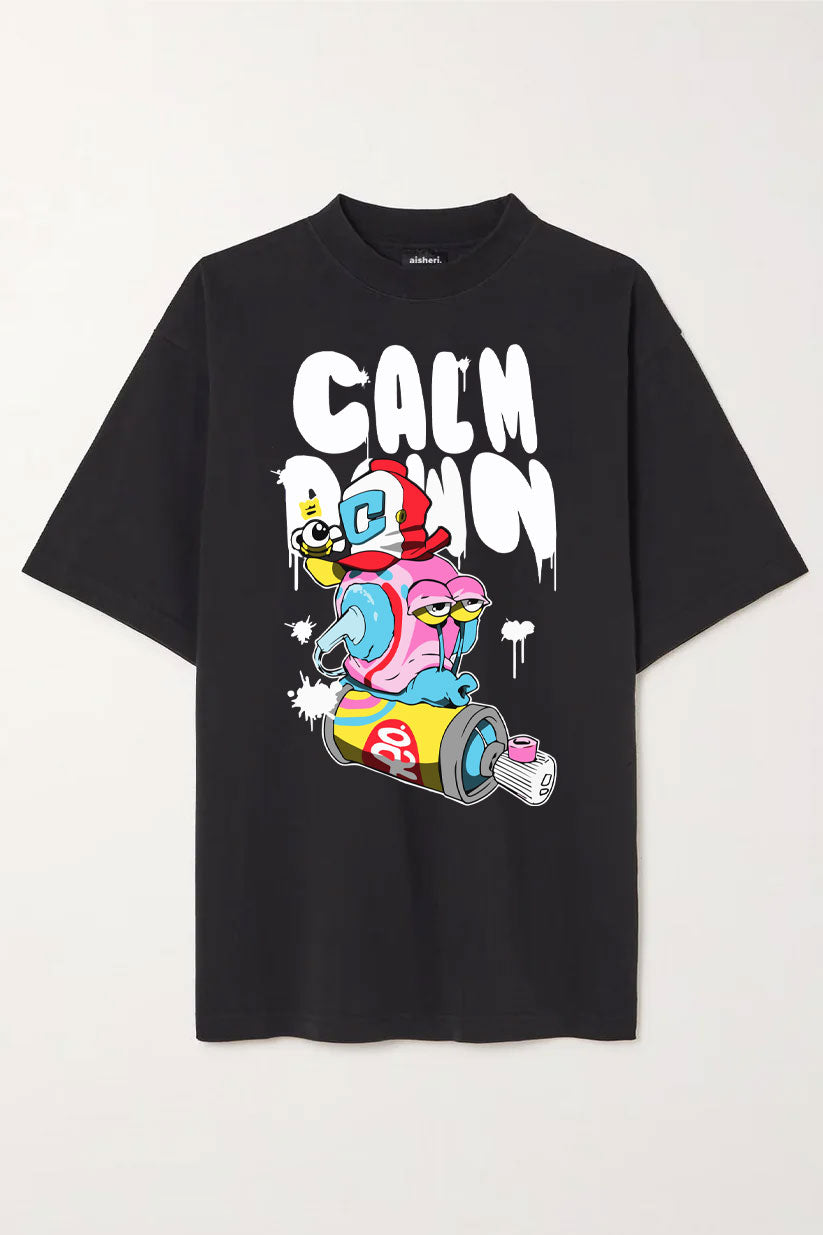 Calm Down - Originals - Over-sized Tee - Black