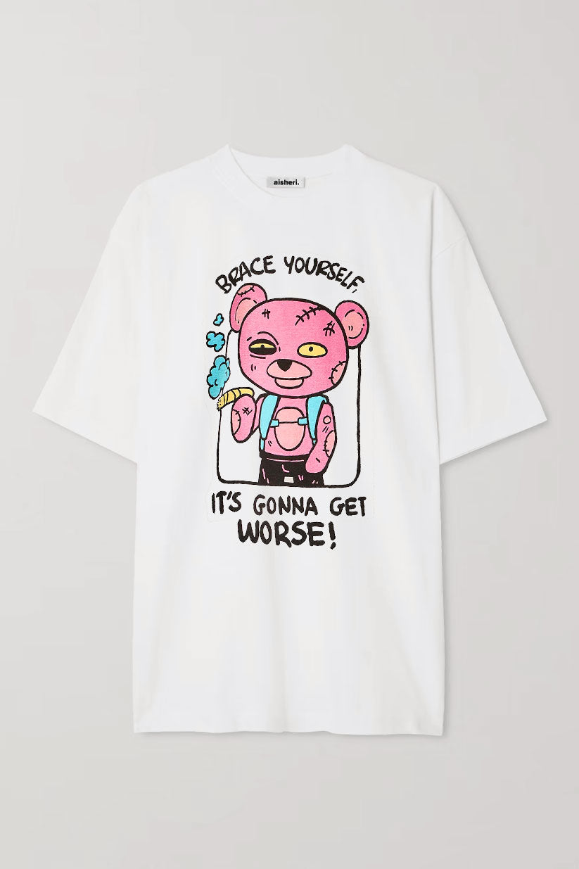 Brace Yourself - Mr Teddy - Over-sized Tee - White