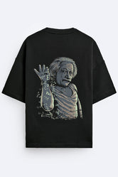 Albert Einsten - E = MC Style - Over-sized Tee - Black