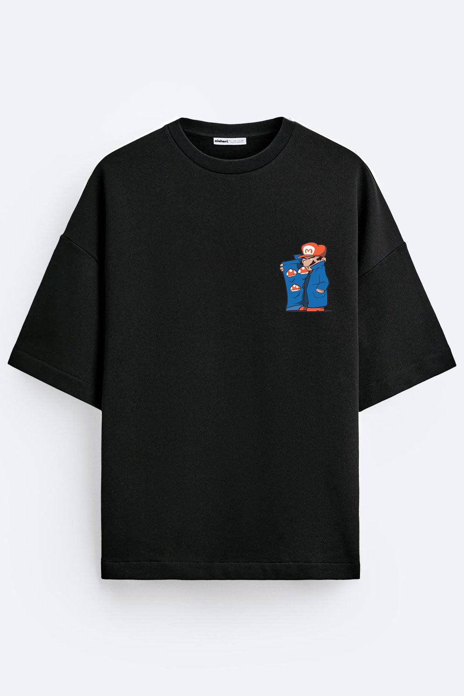 Super Mario - Retro Mario - Over-sized Tee - Black